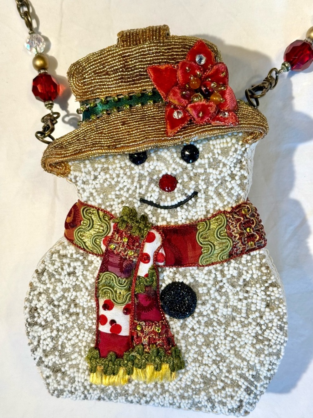 MARY FRANCES Beaded Snowman Purse